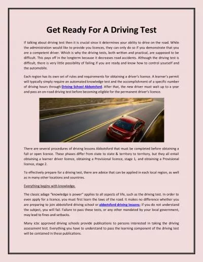 Get Ready For A Driving Test