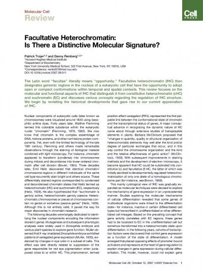 MolecularCellFacultativeHeterochromatinIsThereaDistinctiveMolecularSi