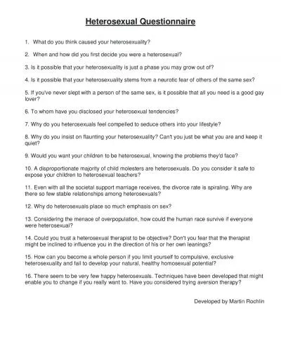 Heterosexual Questionnaire