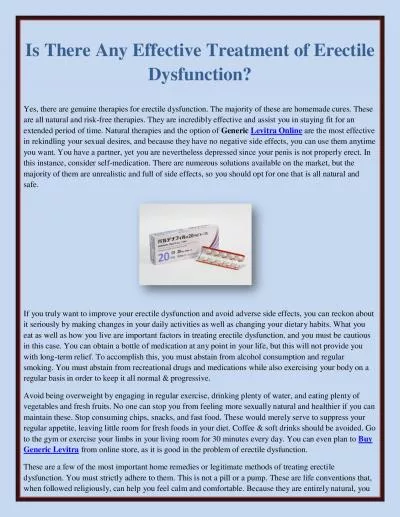 Is There Any Effective Treatment of Erectile Dysfunction?