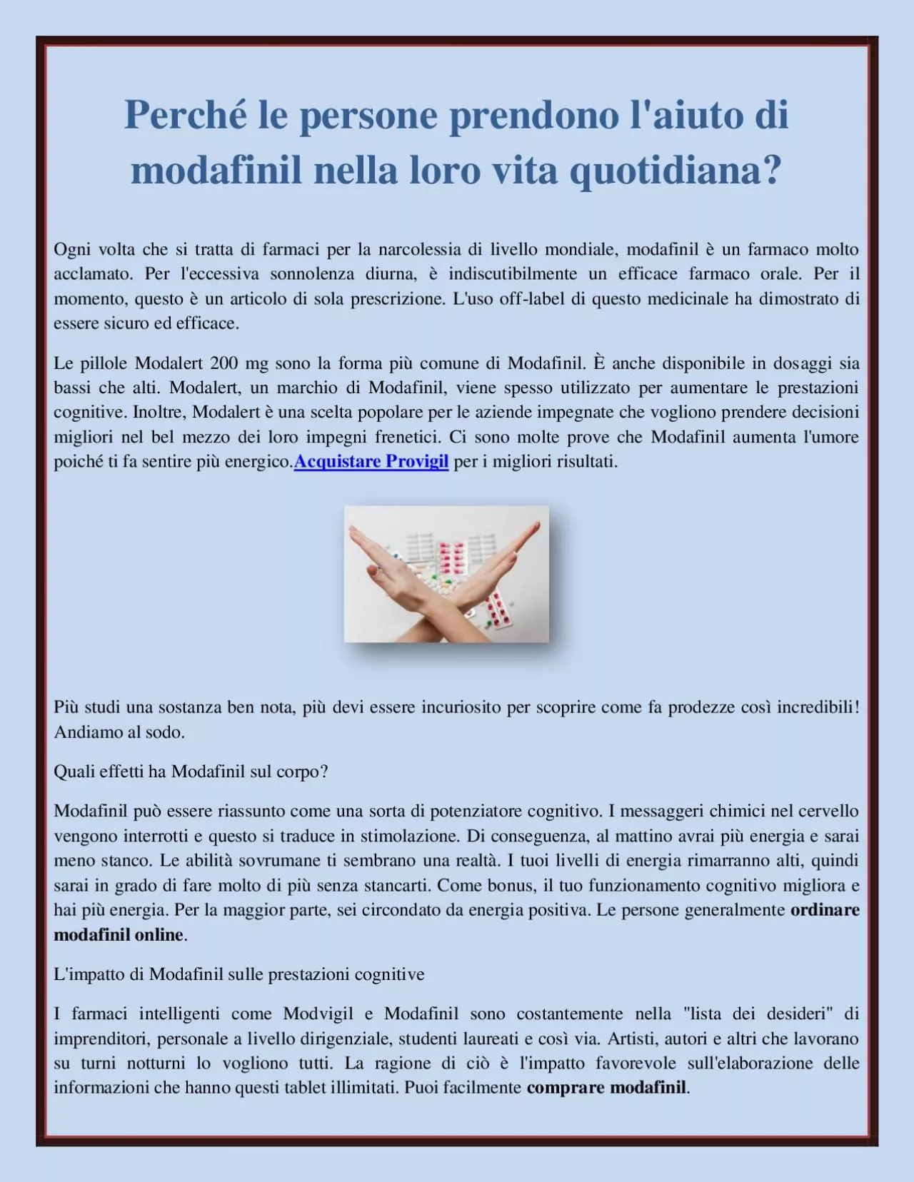 PDF-Perché le persone prendono l\'aiuto di modafinil nella loro vita quotidiana?