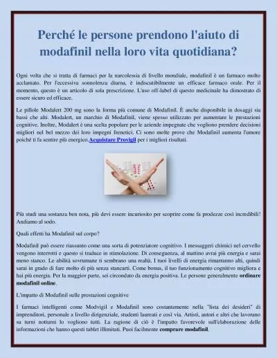 Perché le persone prendono l\'aiuto di modafinil nella loro vita quotidiana?