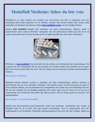 Modafinil Medicine: Saker du bör veta