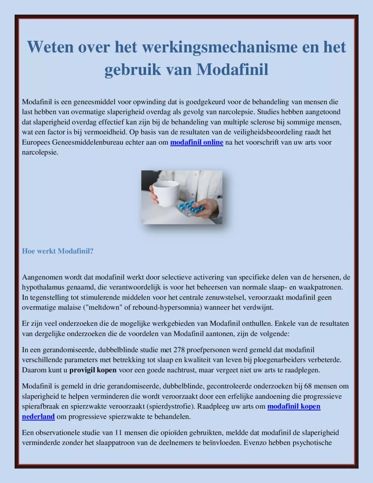 PDF-Weten over het werkingsmechanisme en het gebruik van Modafinil