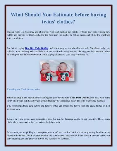 What Should You Estimate before buying twins\' clothes?