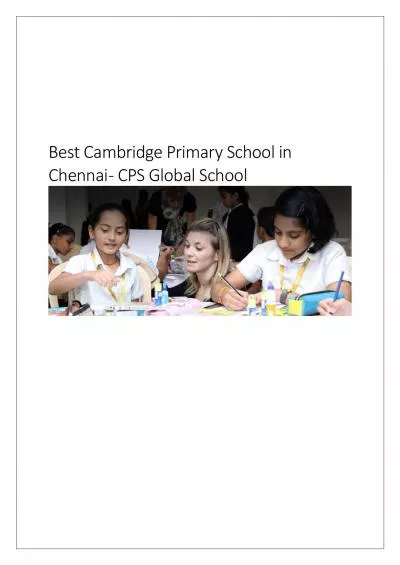 Best Cambridge Primary School in Chennai - CPS Global School