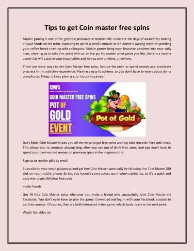 Tips to get Coin master free spins