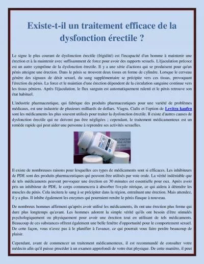 Existe-t-il un traitement efficace de la dysfonction érectile ?