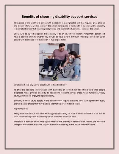 Benefits of choosing disability support services
