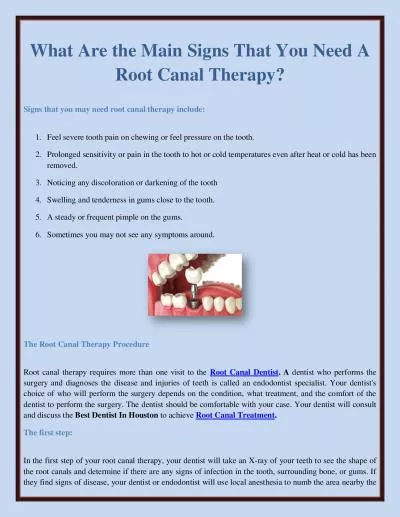 What Are the Main Signs That You Need A Root Canal Therapy?