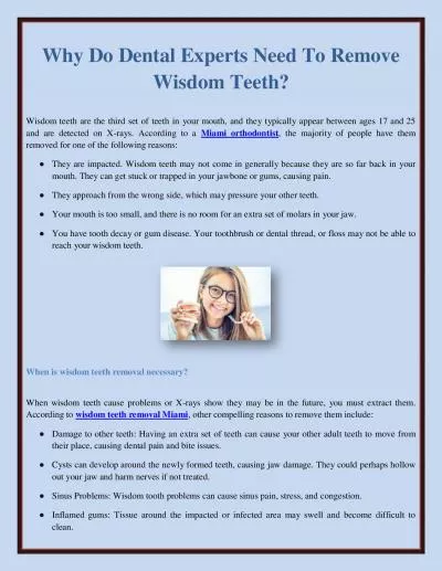 Why Do Dental Experts Need To Remove Wisdom Teeth?