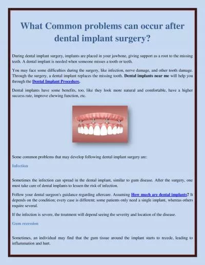 What Common problems can occur after dental implant surgery?