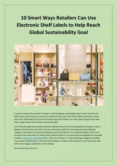 10 Smart Ways Retailers Can Use Electronic Shelf Labels to Help Reach Global Sustainability Goal
