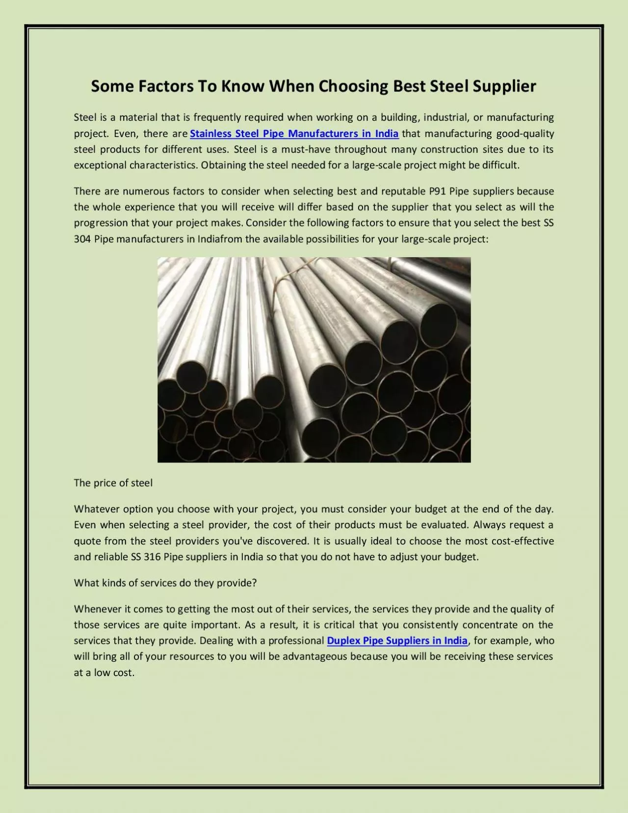 PDF-Some Factors To Know When Choosing Best Steel Supplier