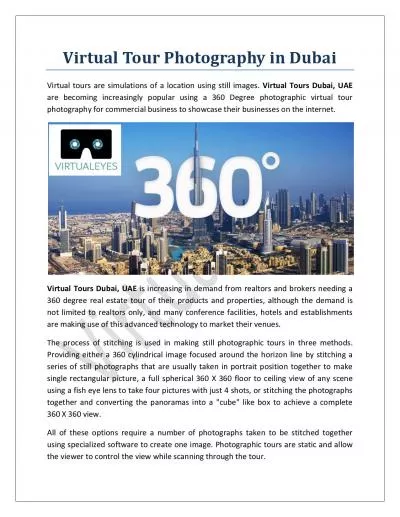 Virtual Tour Photography in Dubai
