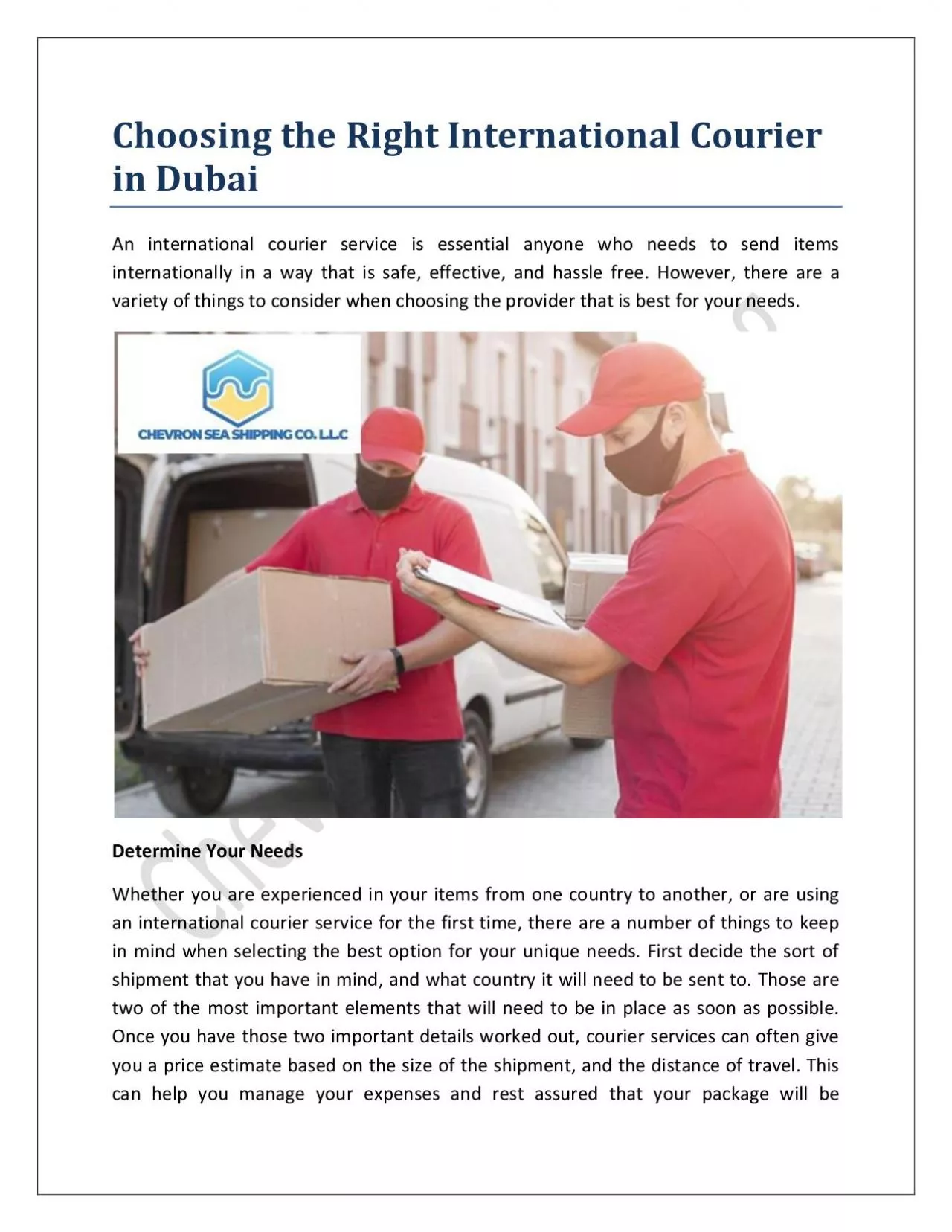 Choosing the Right International Courier in Dubai