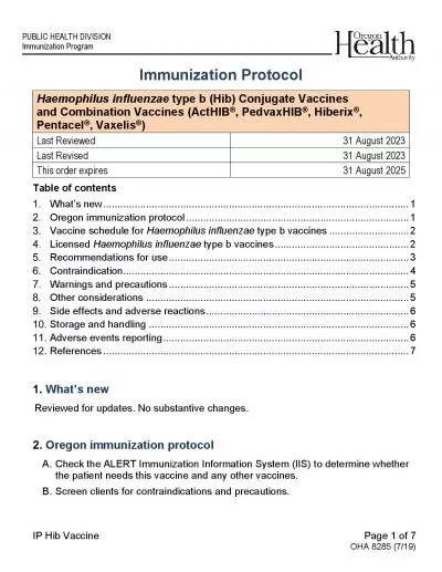 x0000x0000IP Hib VaccinePage of OHA 8285 719PUBLICHEALTH DIVI