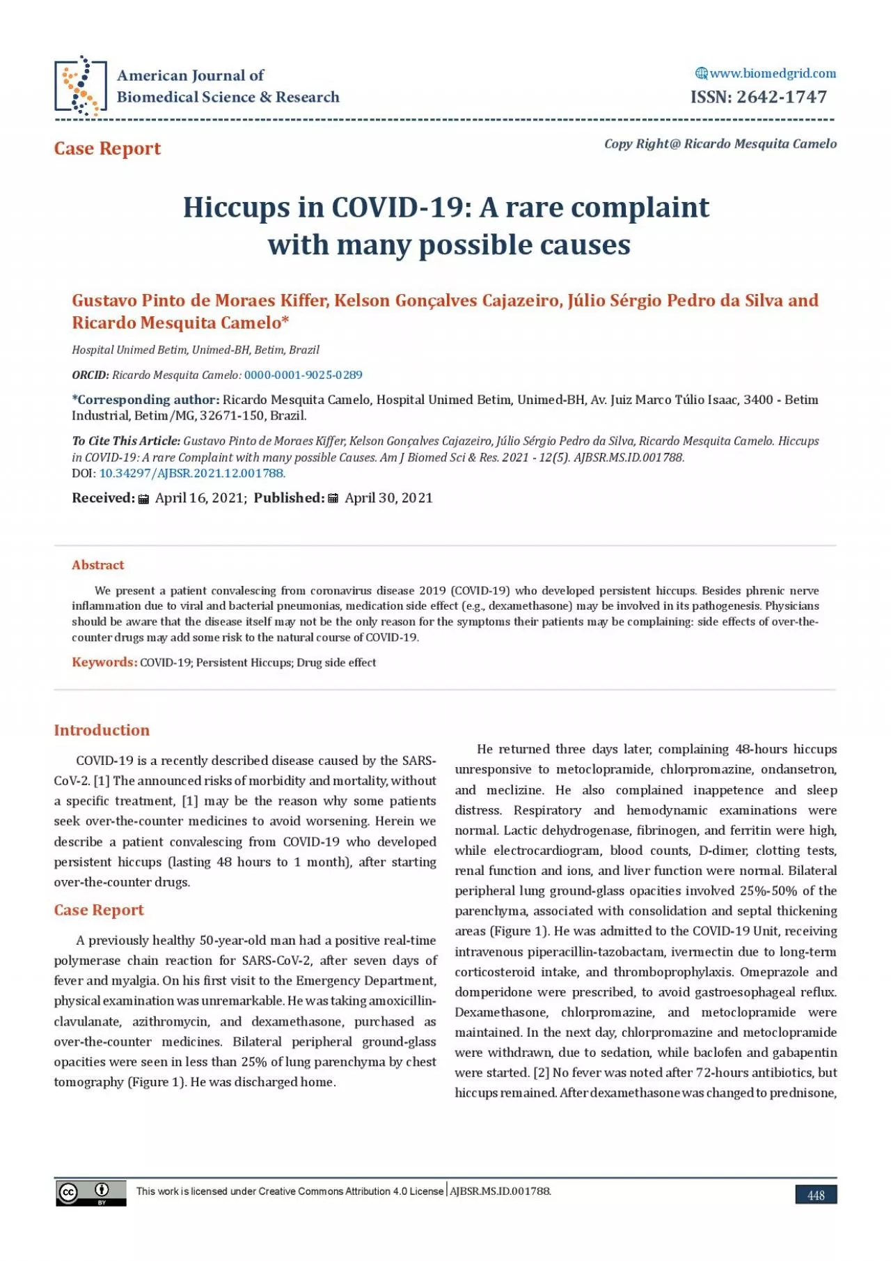 PDF-Hiccups in COVID19 A rare complaint