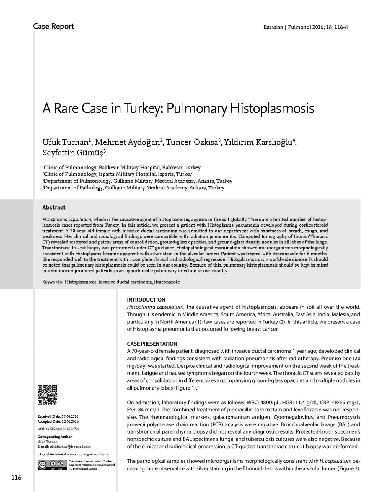INTRODUCTIONHistoplasma capsulatum the causative agent of histoplasmo