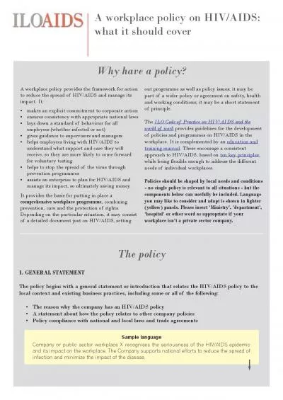 Why have a policyThe policy1GENERAL STATEMENTThe policy begins with