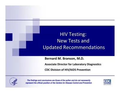 HIV TestingNew Tests andUpdated Recommendations