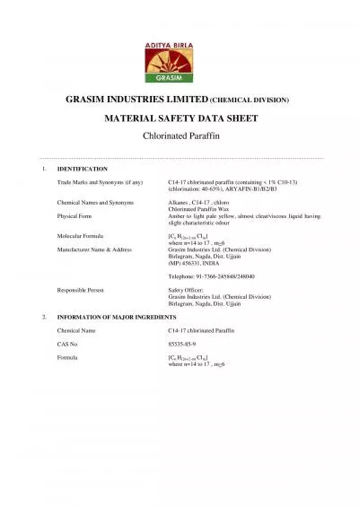 GRASIM INDUSTRIES LIMITED CHEMICAL DIVISION