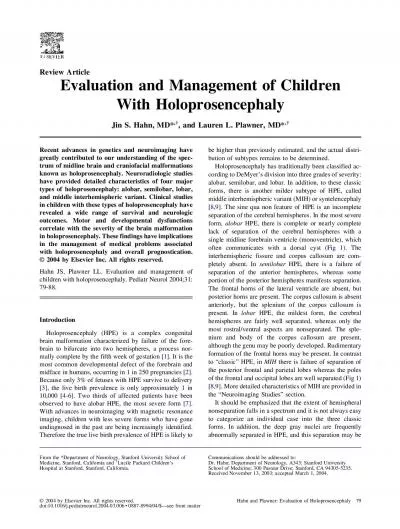 ReviewArticleEvaluationandManagementofChildrenWithHoloprosencephalyJin