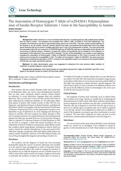 2014 The Association of Homozygote T Allele of rs2943641 Polymorphis