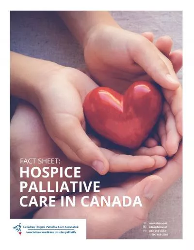 HOSPICE PALLIATIVE CARE IN CANADAFACT SHEET