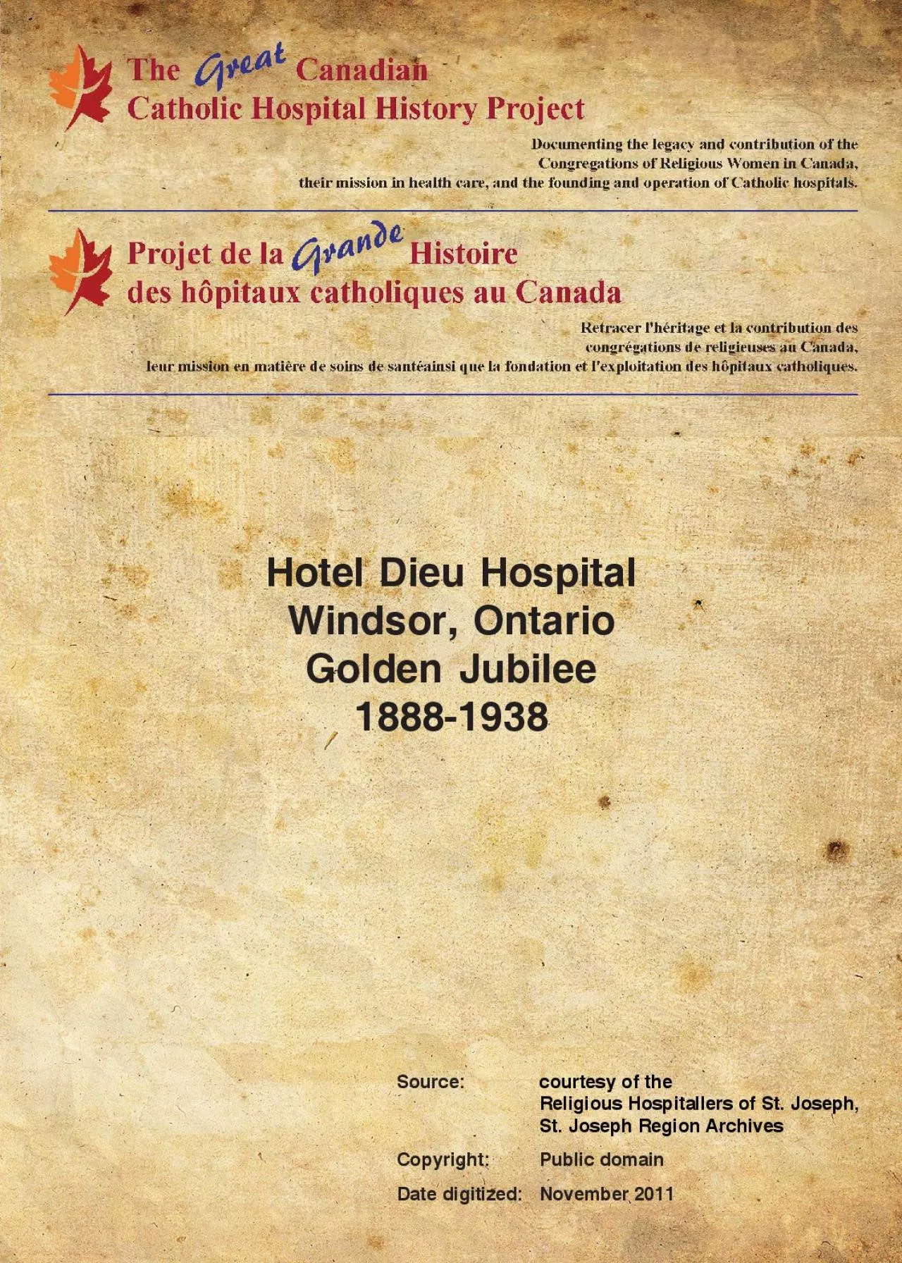 PDF-Hotel Dieu HospitalWindsor OntarioGolden Jubilee18881938