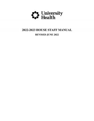 HOUSE STAFF MANUAL