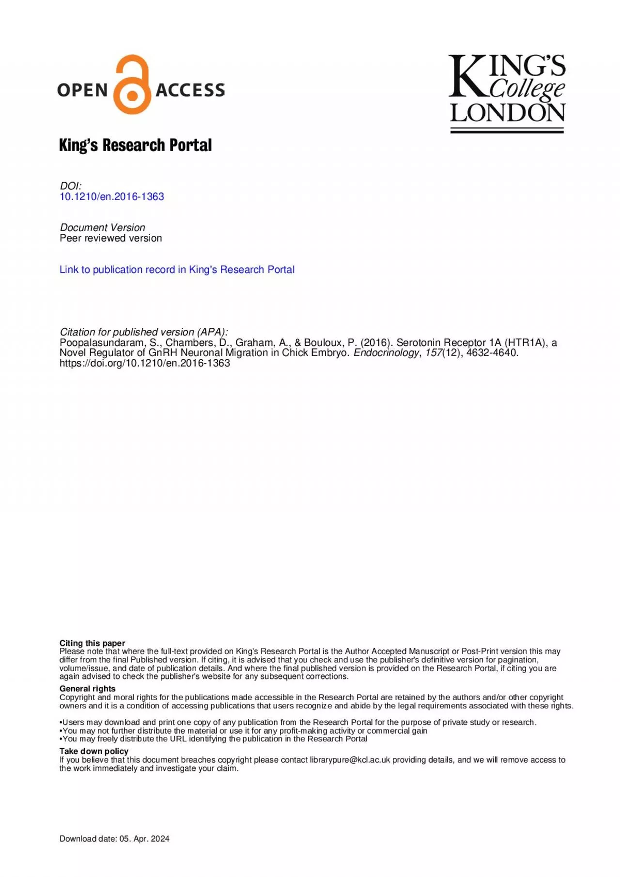 PDF-erotonin receptor 1A HTR1A a novel regulator ofGnRH neuronal migrat