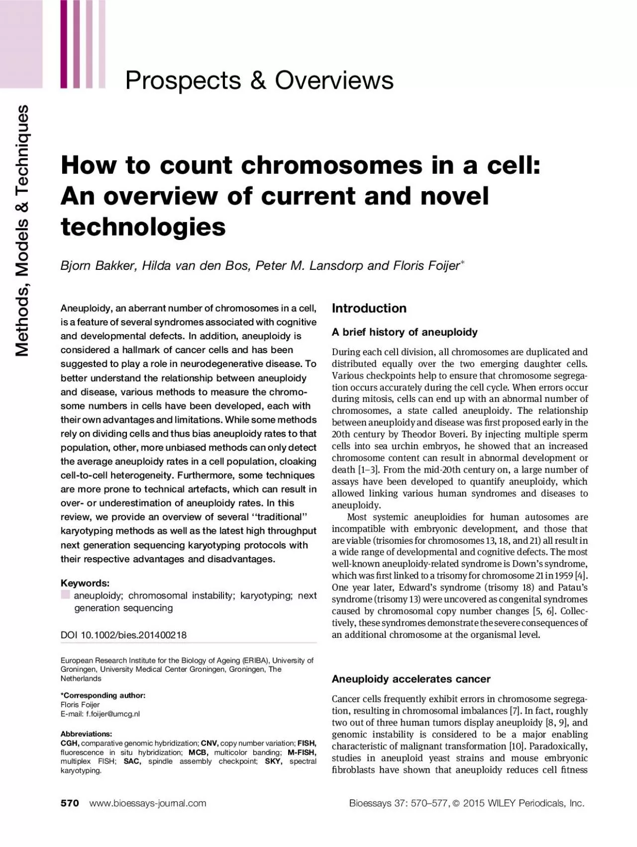 PDF-ProspectsOverviewsHowtocountchromosomesinacellAnoverviewofcurrentand