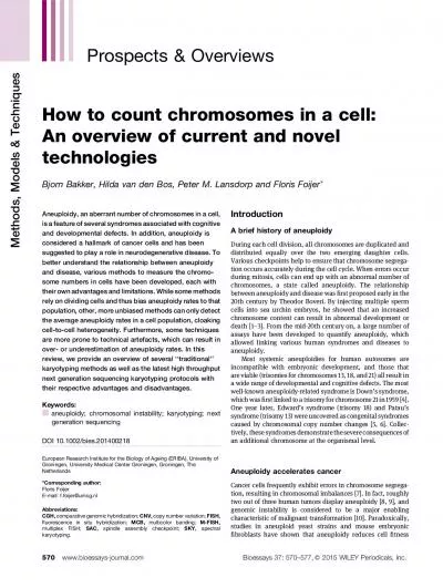 ProspectsOverviewsHowtocountchromosomesinacellAnoverviewofcurrentand