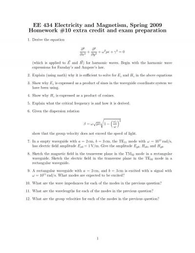 EE434ElectricityandMagnetismSpring2009Homework10extracreditandexampr