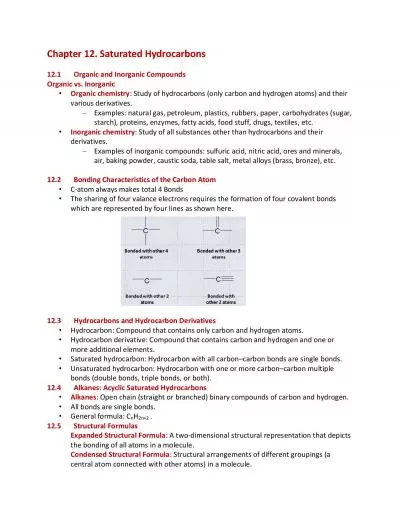 Chapter 12 Saturated Hydrocarbons