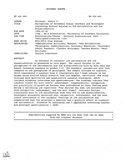 DOCUMENT RESUMEED 424 684EA 029 463AUTHORUlriksen Janice JTITLEPerce