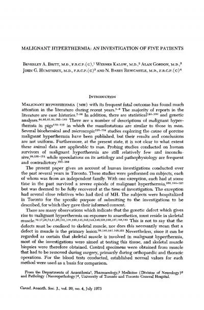 HYPERTHERMIA AN INVESTIGATION OF FIVE PATIENTS