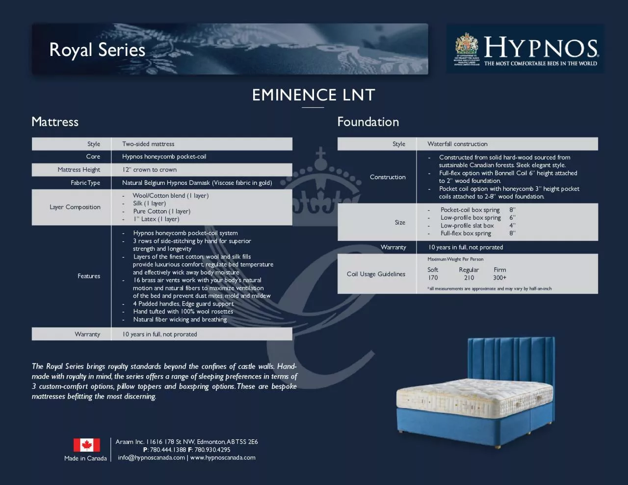 PDF-EMINENCE LNTMattressRyal SeriesStyleCoeTwosided mattress