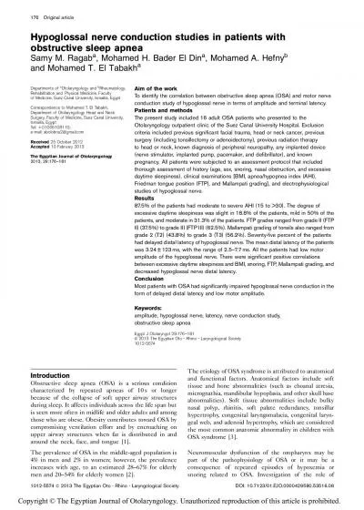 HypoglossalnerveconductionstudiesinpatientswithobstructivesleepapneaSa