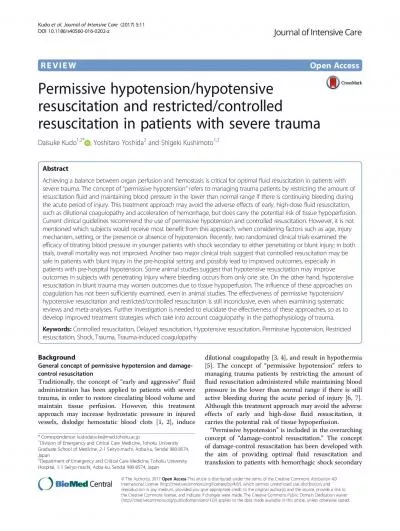 toseveretrauma810Themainprinciplesarepermissivehypotensionhypote