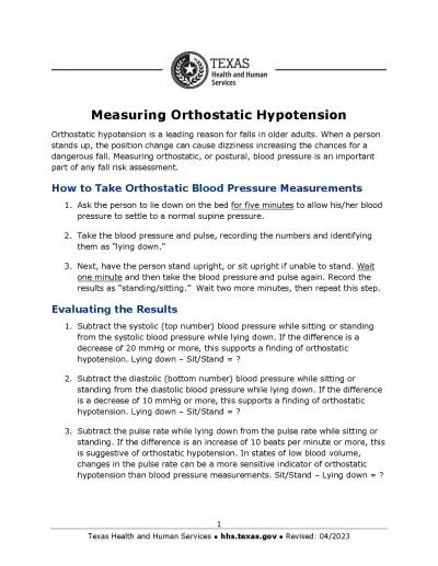 x0000x0000Measuring Orthostatic Hypotension 11Measuring Orthosta