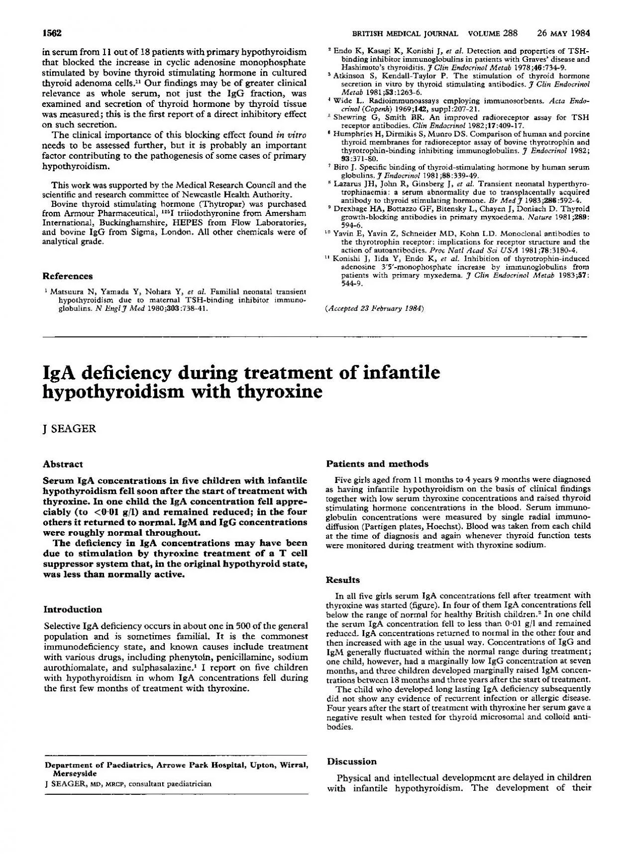 PDF-1562BRITISHMEDICALJOURNALVOLUME28826MAy1984inserumfrom11outof18patient