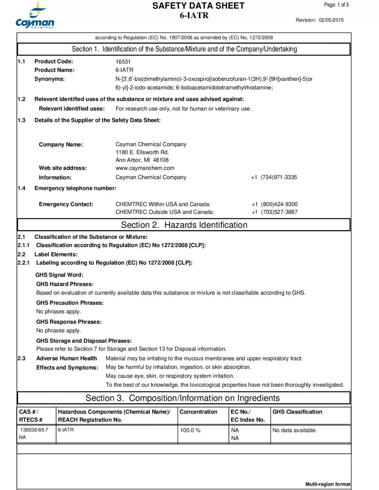 PDF-02052015RevisionPage 1 of 56IATRSAFETY DATA SHEETaccording to Reg