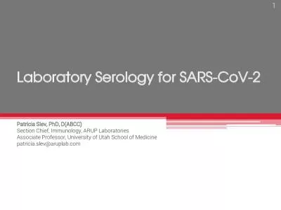 Laboratory Serology for SARS
