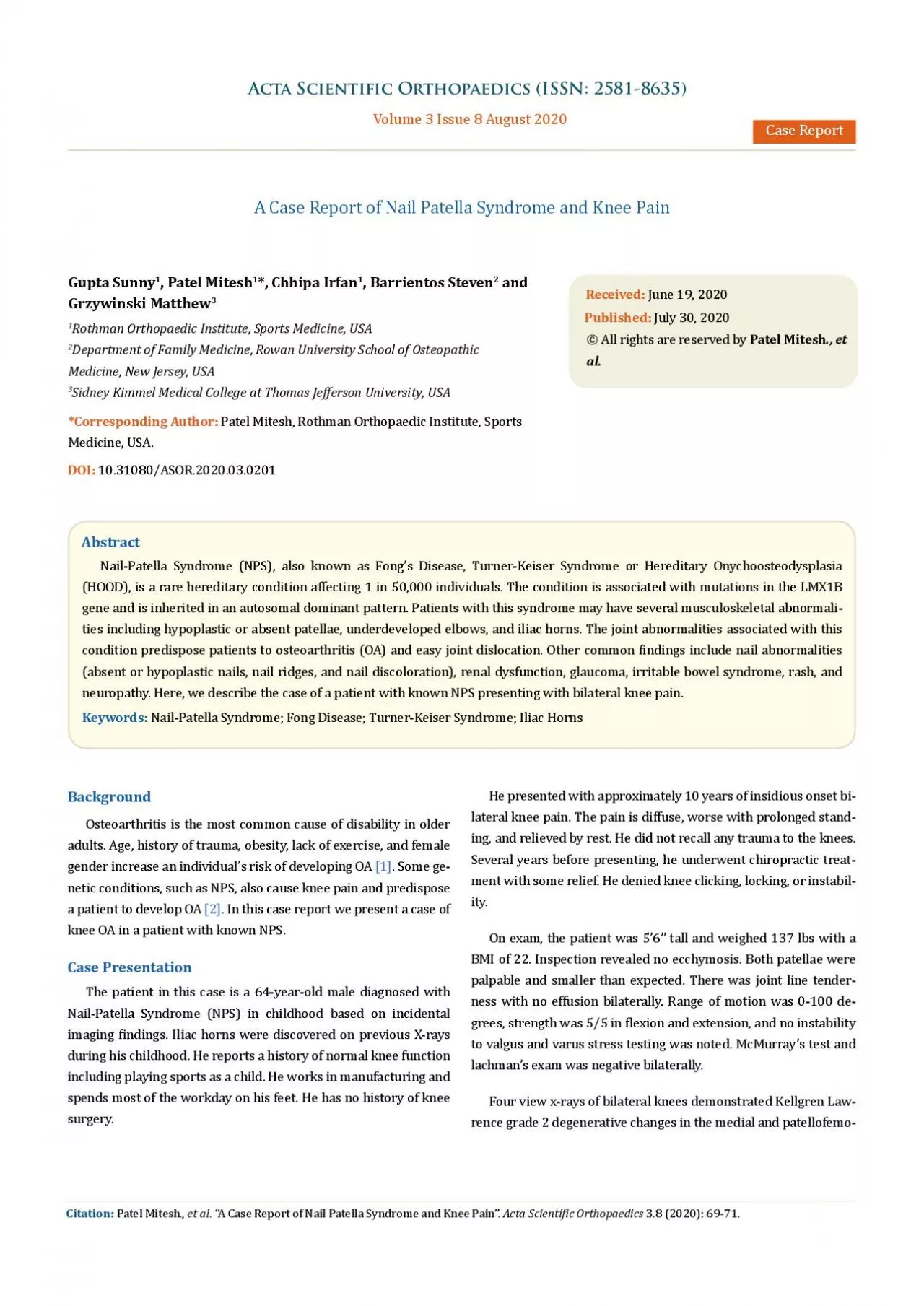 PDF-Acta Scientific Orthopaedics ISSN 25818635 Volume 3 Issue 8 Au