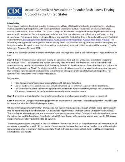 Acute Generalized Vesicular or Pustular Rash Illness Testing Protocol