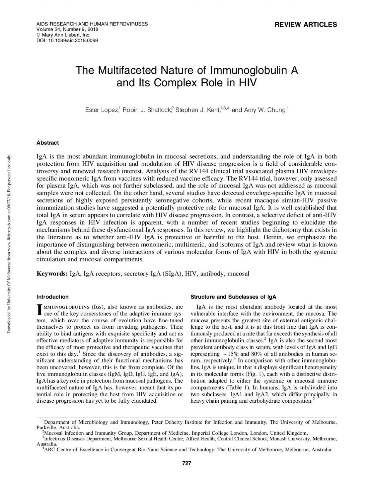 PDF-REVIEWARTICLESTheMultifacetedNatureofImmunoglobulinAandItsComplexRolei