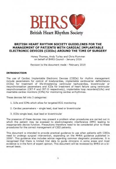 BRITISH HEART RHYTHM SOCIETY GUIDELINES FOR THE