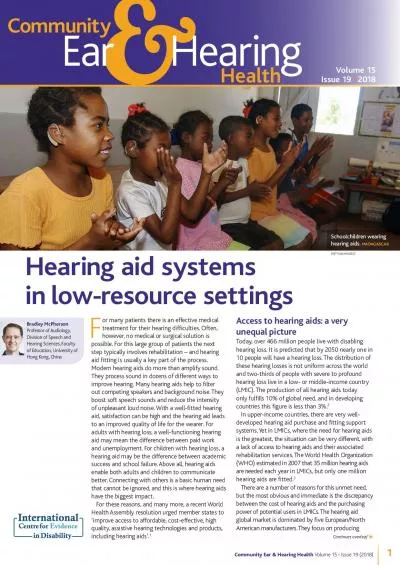 Community Ear  Hearing Health Volume 15 Issue 19 2018